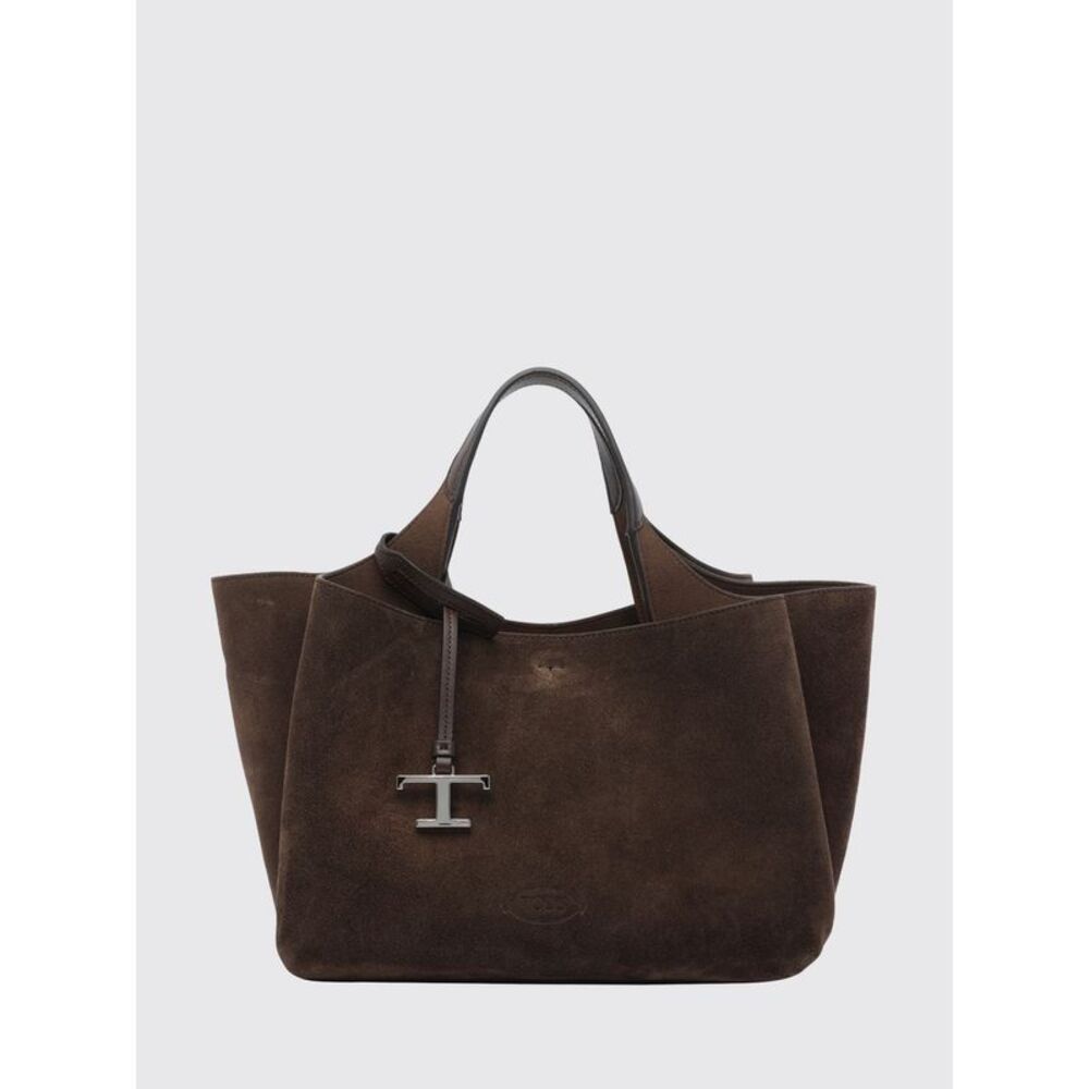 Tod's Women Suede Calf Leather Handbag Tod's With Double Handle And Logo Charm